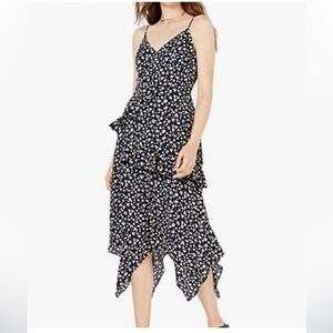 Dress Navy Blue Size 13 Junior Maxi Floral Ruffle Asymmetric NWT